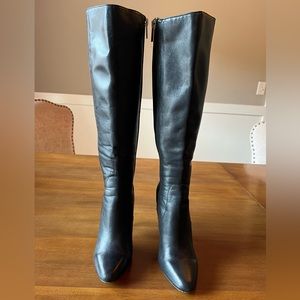 White House, Black Market, Black leather and textile knee boots